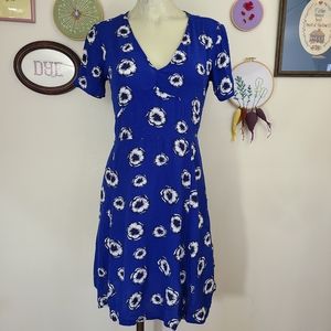 GAP Short Sleeve Floral Blue Dress | Small